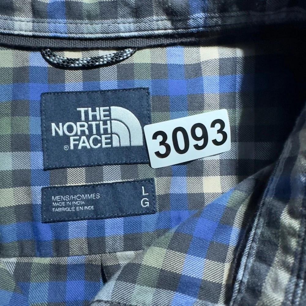The North Face Plaid Button Down Shirt Mens Large Blue Gorpcore Hiking Outdoors